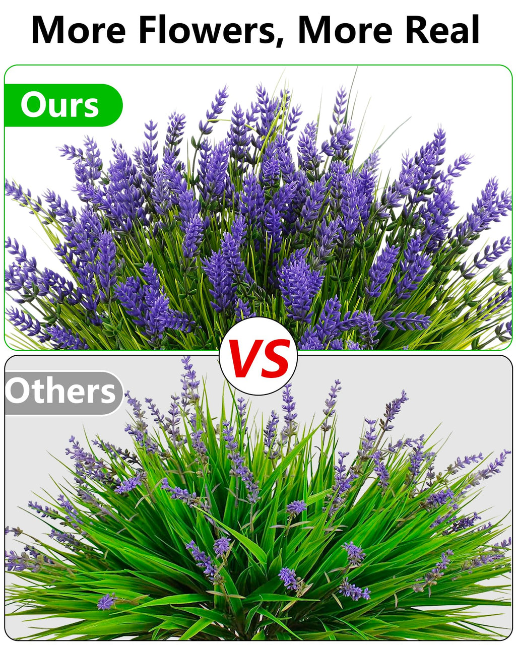 24 Bundles Artificial Flowers Outdoor, Faux Lavender Flowers with Grass UV Resistant Artificial Plants for Outdoor