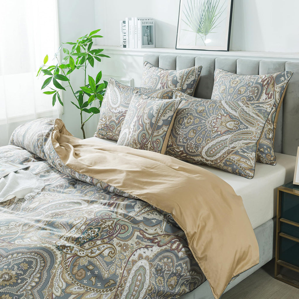 Paisley Duvet Cover Set Classic Boho Paisley Bedding Bohemian Paisley Quilt Cover 800 Thread Count 100% Egyptian