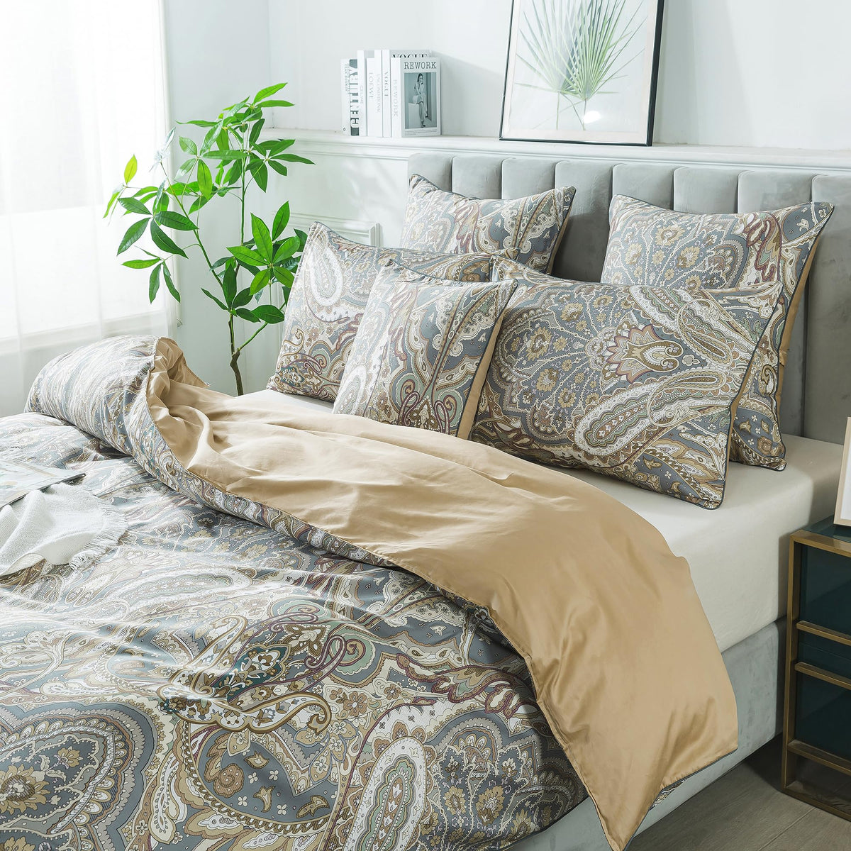 Paisley Duvet Cover Set Classic Boho Paisley Bedding Bohemian Paisley Quilt Cover 800 Thread Count 100% Egyptian