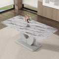 Inspired Saarinen Style 71-Inch Gray Faux Marble Dining Table with Pedestal Base