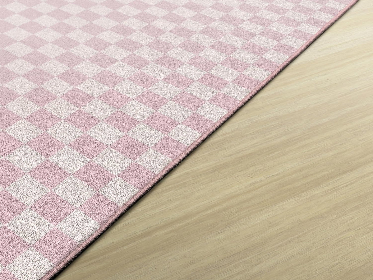 Carpets Pink Checkerboard Educational Area Rug for Kids Room Seating Décor, Children's Classroom, Play Carpet for