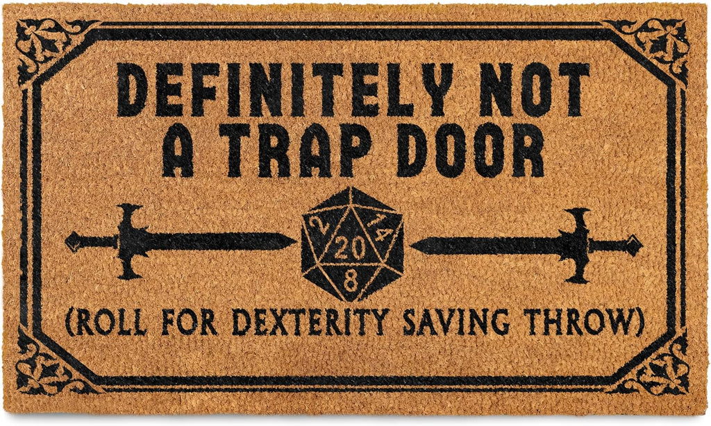 Definitely Not a Trap Door Doormat Outdoor 30x17 Inch Nerd Welcome Mat Coir | Funny Entryway Decor, Fantasy Fan Gift