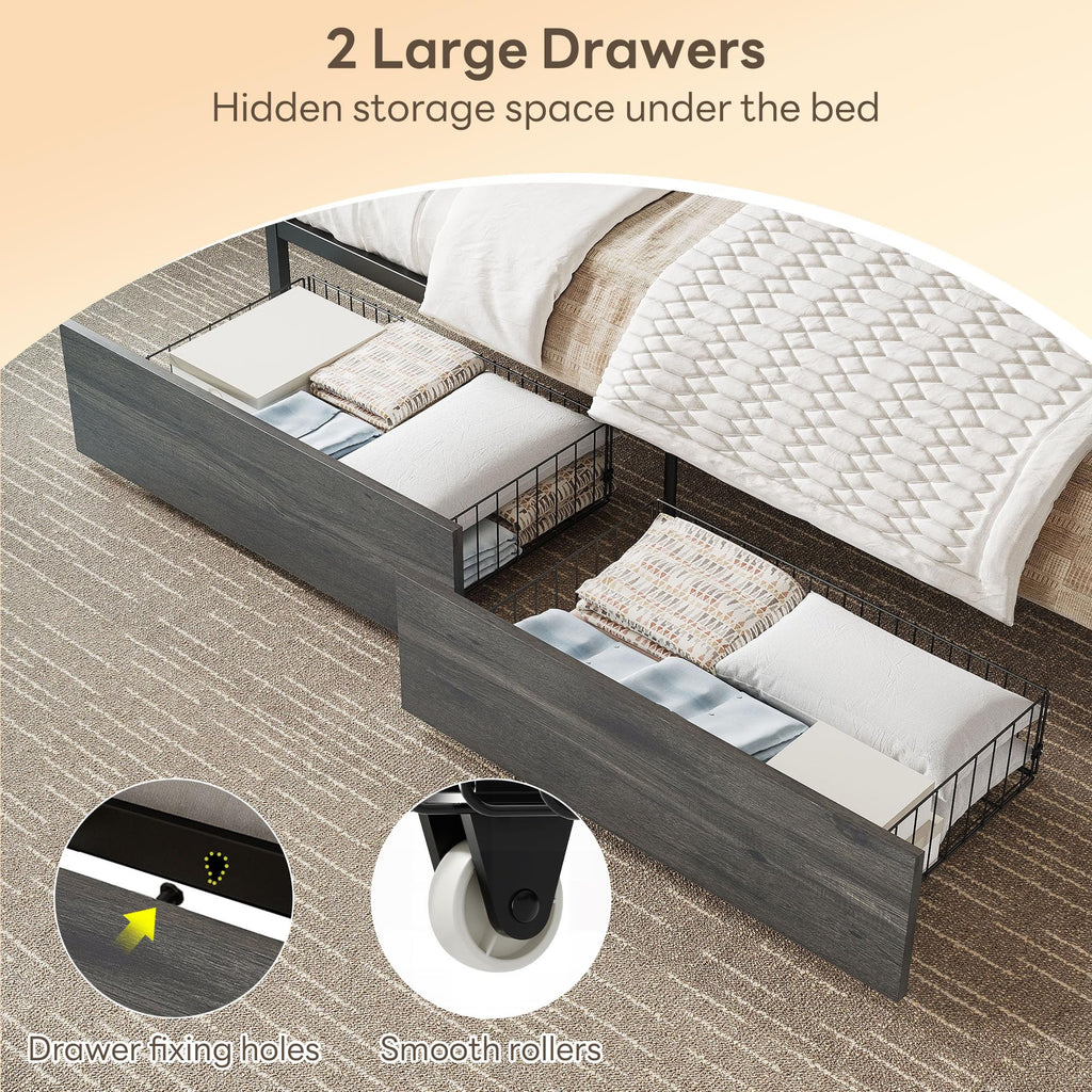 Twin Daybed with Farmhouse Storage Headboard