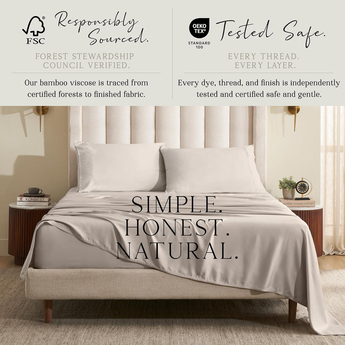 Luxury Bamboo Viscose Sheet Set | 100% FSC Certified | Cooling | Luxuriously Soft | 18" Deep Pockets
