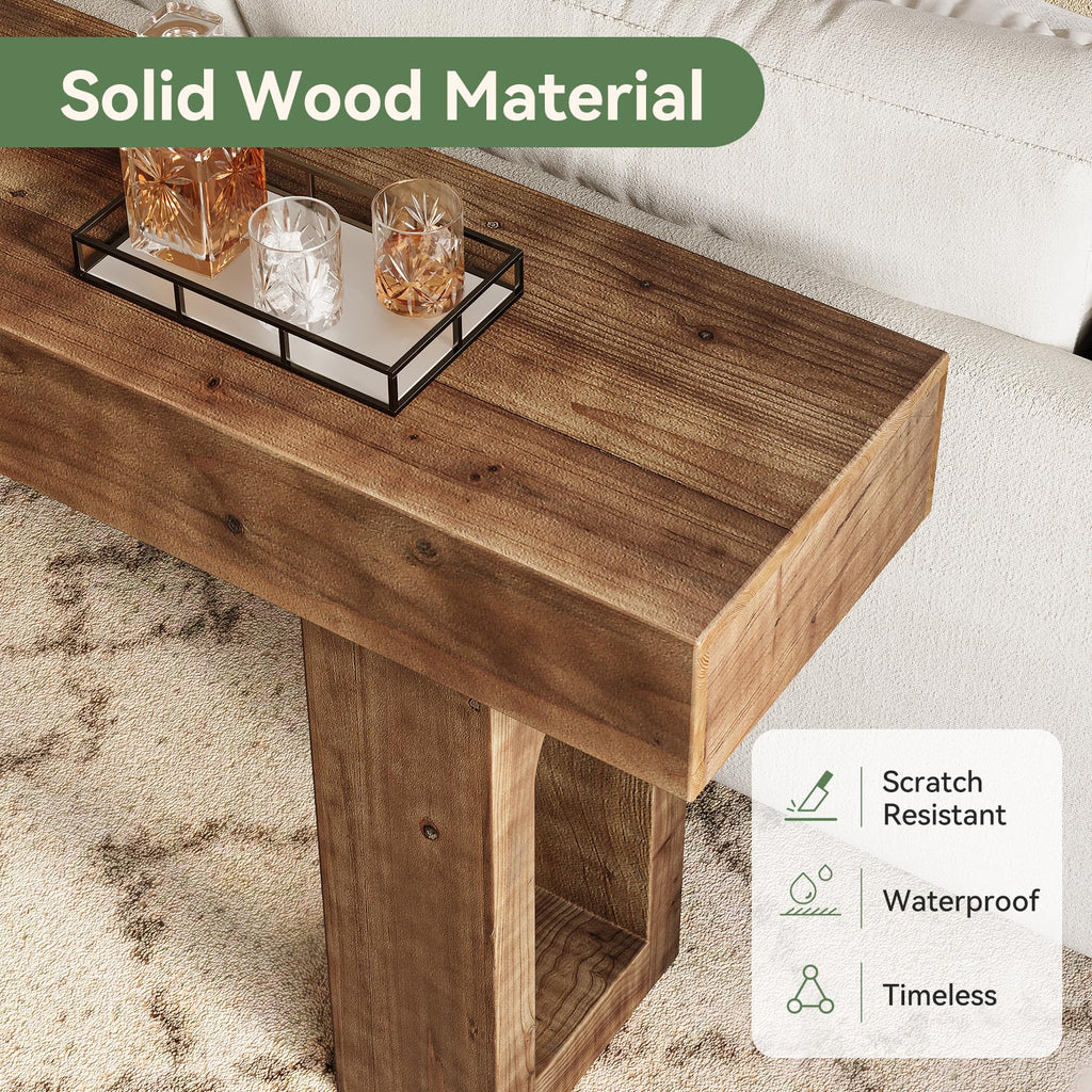 Solid Wood Console Table, 63" Long Farmhouse Entryway Table