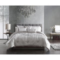 Turin Crinkle Velvet Comforter Bedding Set, Queen Size, Glam Textured Décor, Silver, 7 Pieces