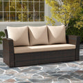All Weather Wicker Patio Couch, 3 Seats Patio Sofa with Thick Cushions, Outdoor Furniture Couch with High Back