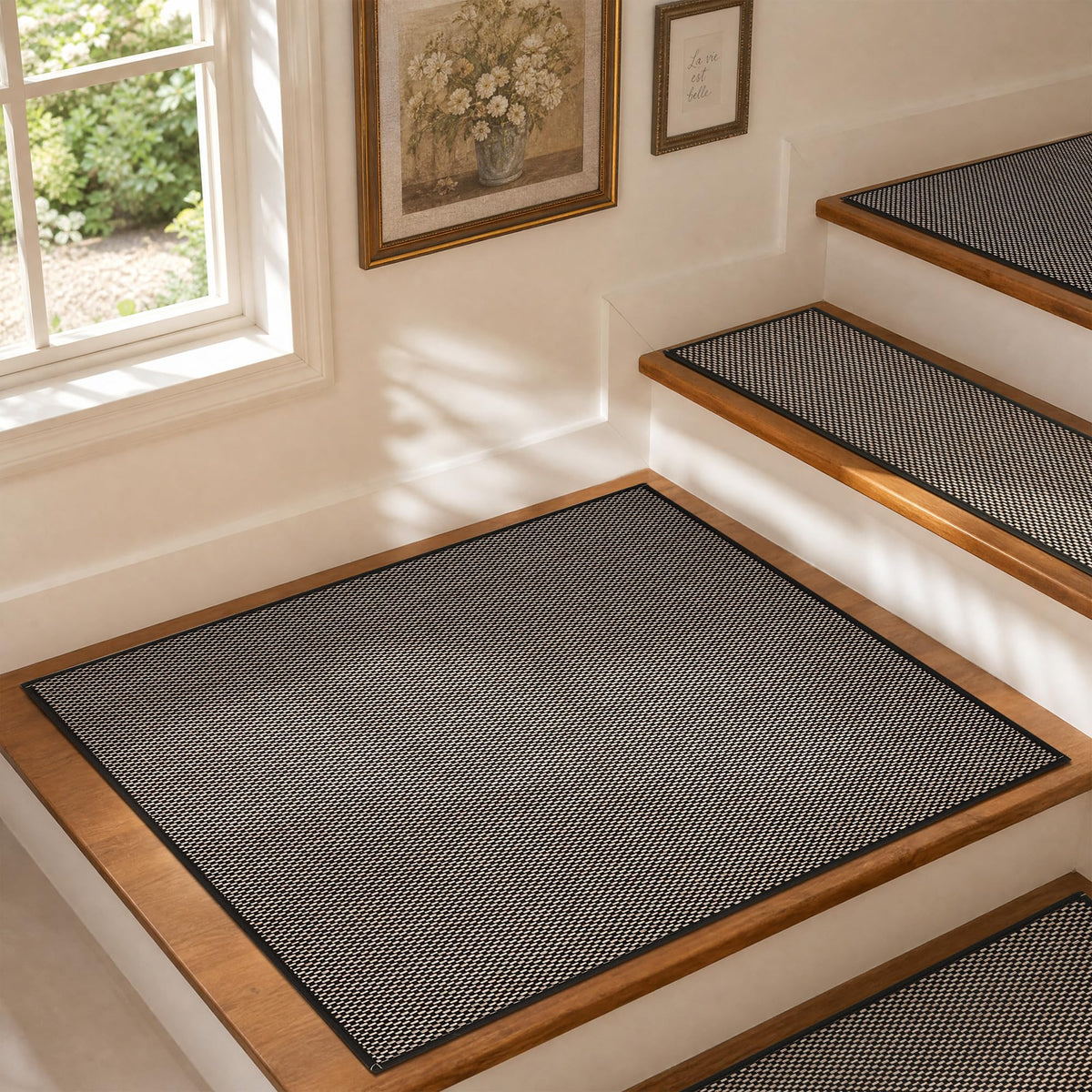 Comfortable Stair Landing Carpet Non Slip Chenille for Wooden Steps Rubber Backing Landing Mat Covers Indoor for