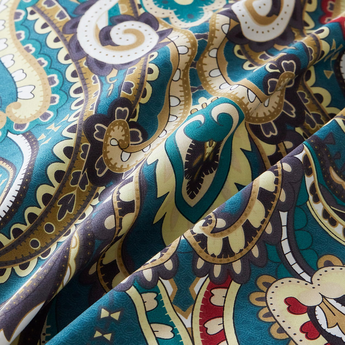 Teal Bohemian Duvet Cover King 100% Egyptian Cotton 3 Pcs Set 1 Boho Damask Patterned Duvet Cover with Zipper Ties 2