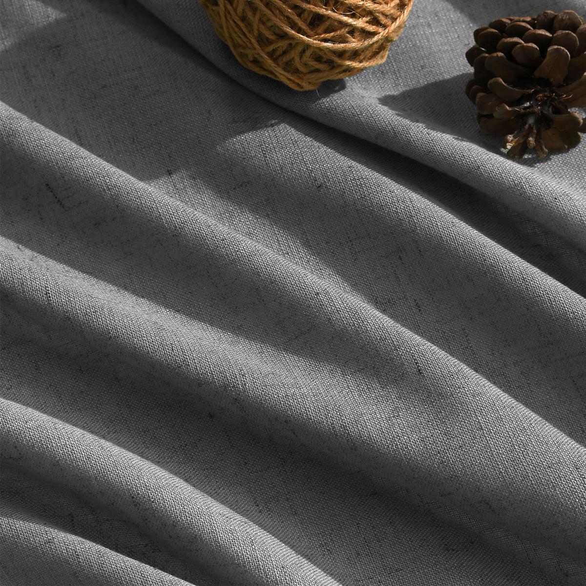 Blazer Grey Curtains 63 Inches Long 2 Panel Sets Bedroom, Light Filtering Linen Drapes Windows Rod Pocket or Back Tab