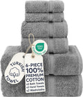 6 Piece Towels Set, 100% Cotton Luxury Turkish Towels , Soft Absorbent Bath Towel Set with 2 Bath Towels 2 Hand