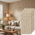 3D Stacked Ledger Stone PU Wall Panels, 23.6"x47.2" Cream Beige