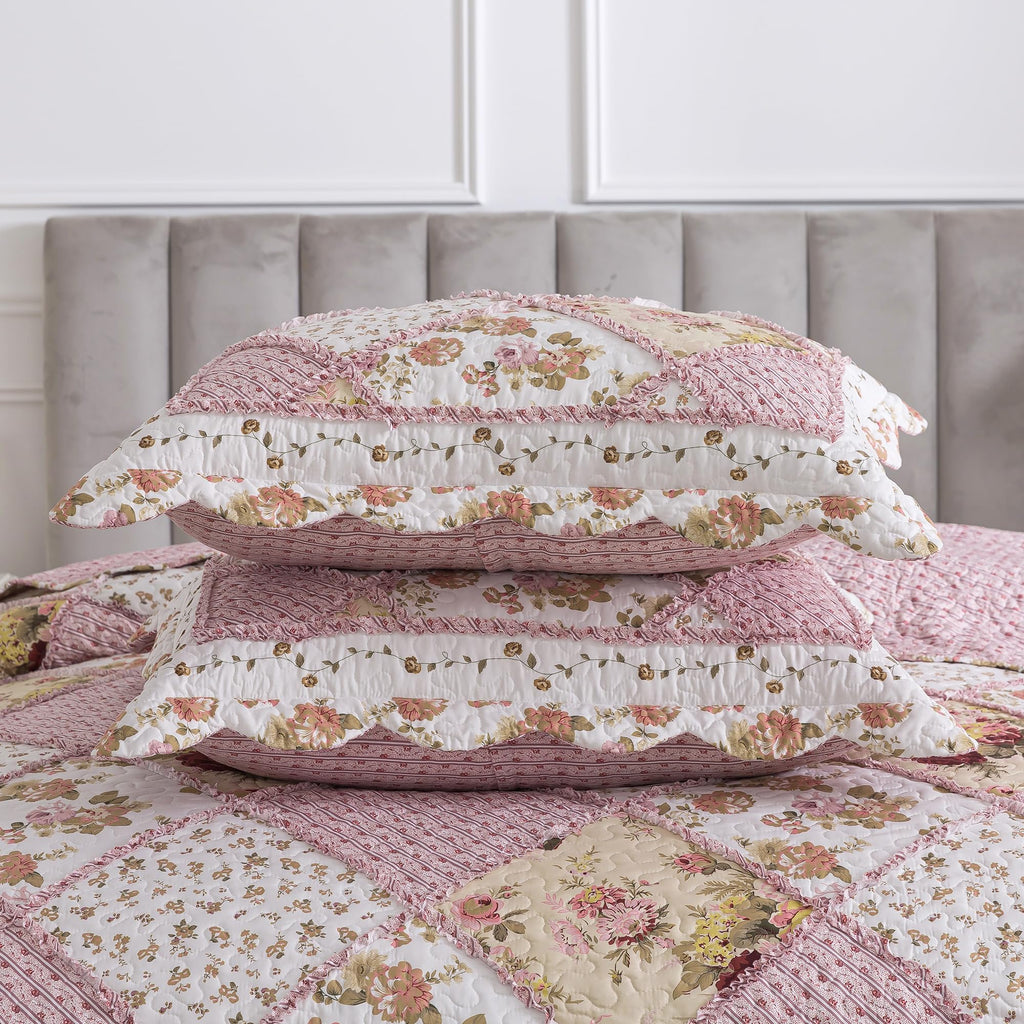 Quilt Bedding Sets - Floral Quilt Bedding Sets 3-Piece 90x96, Lightweight Bedspreads Patchwork Coverlet Rustic