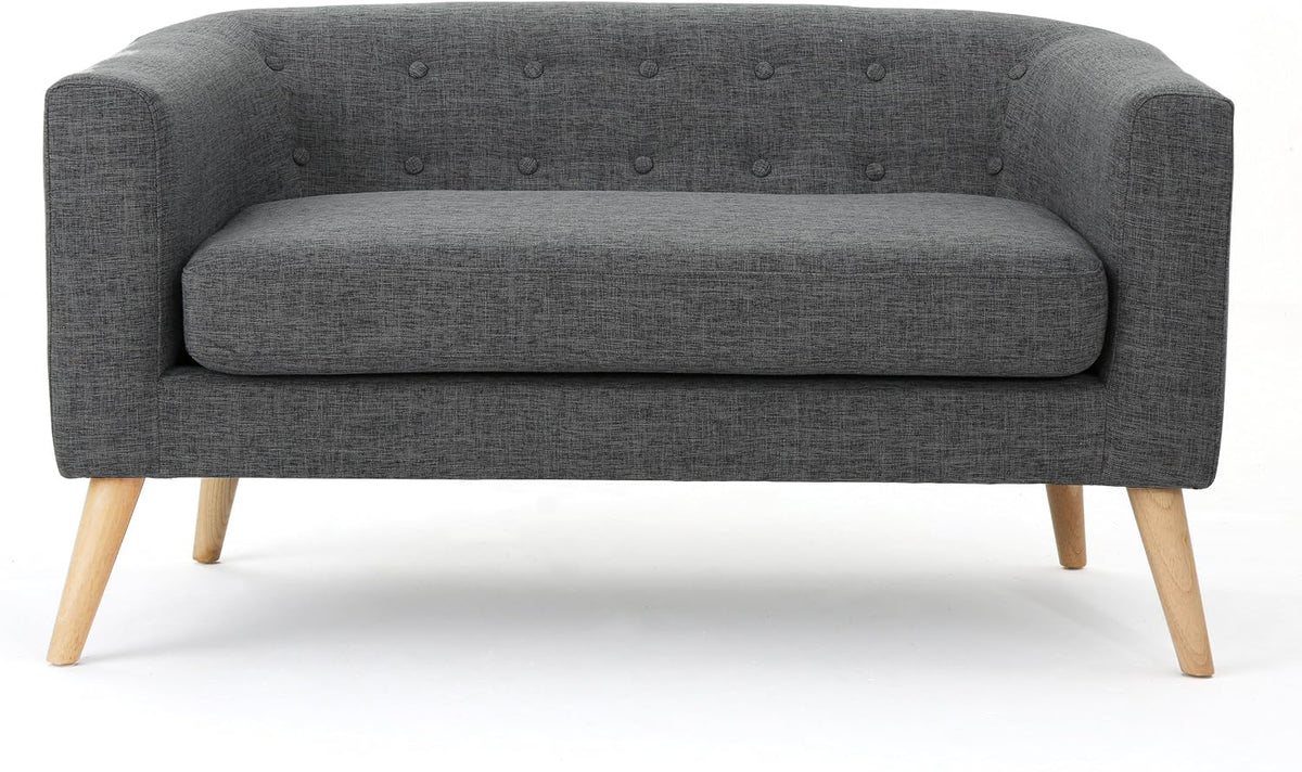 Bridie Mid-Century Modern Loveseat, Grey Fabric