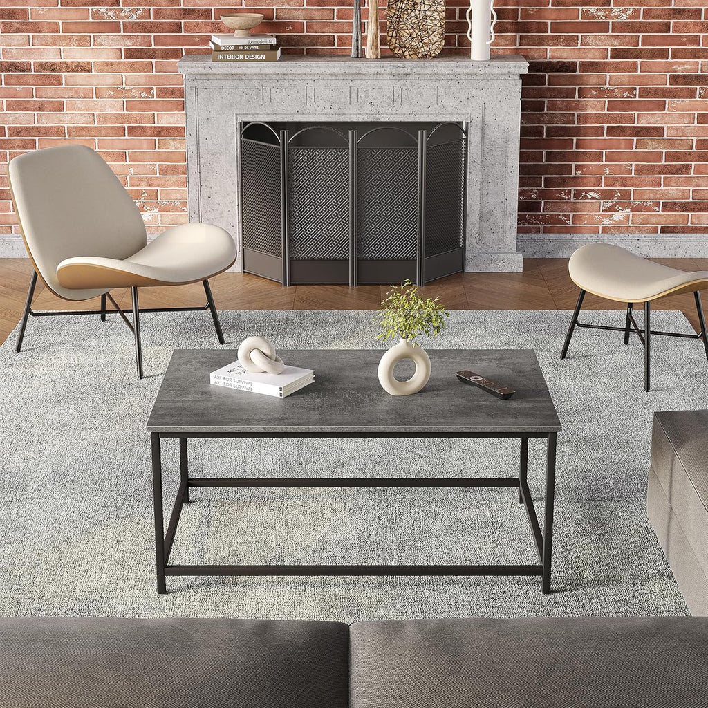 Small Coffee Table Modern Coffee Tables Open Design Rectangular Minimalist Center Table Home Office, Easy Assembly