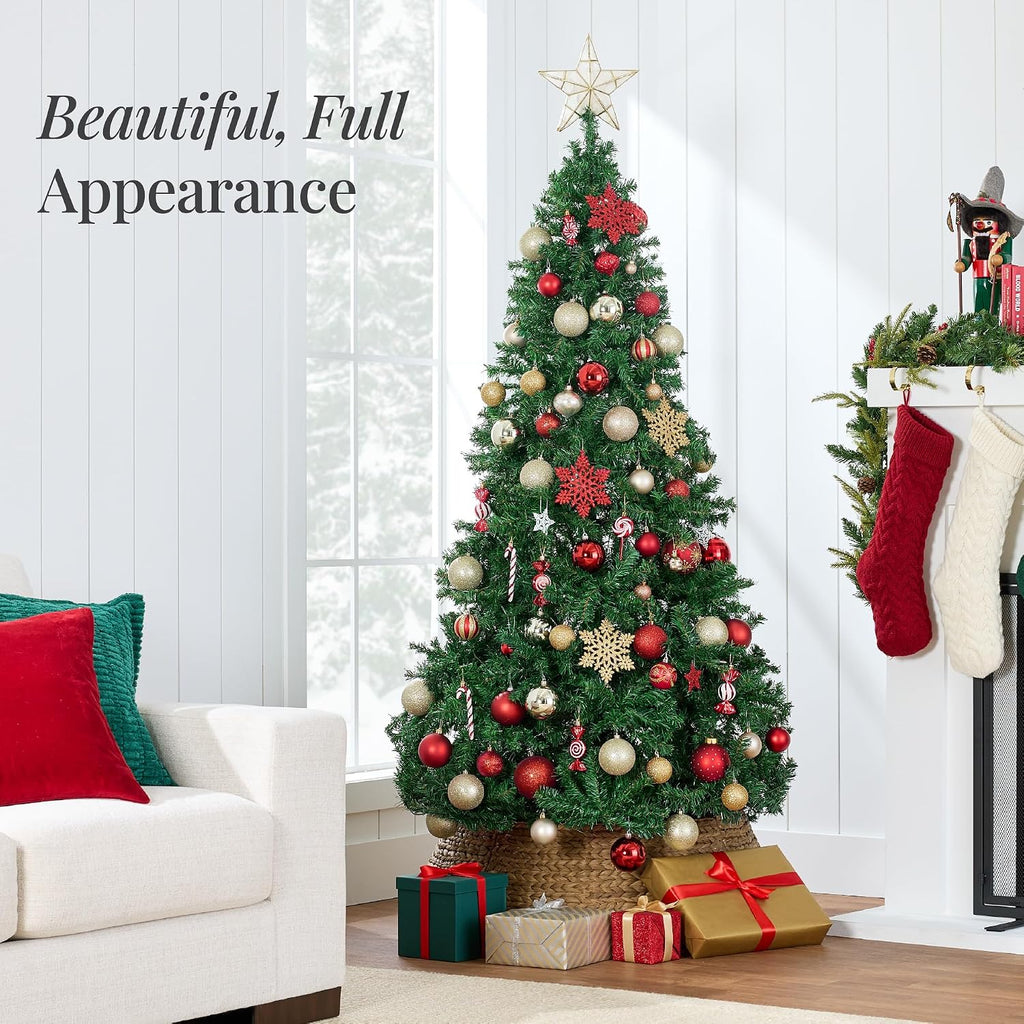 Artificial Christmas Tree, Premium Unlit Pine Design, Dense Branches Realistic Holiday Décor w/Easy Assembly