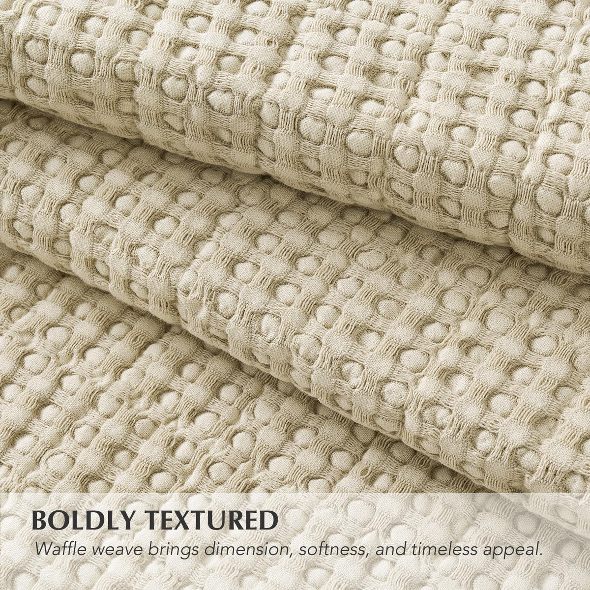 Stonewashed Cotton Waffle Quilt Set, Natural