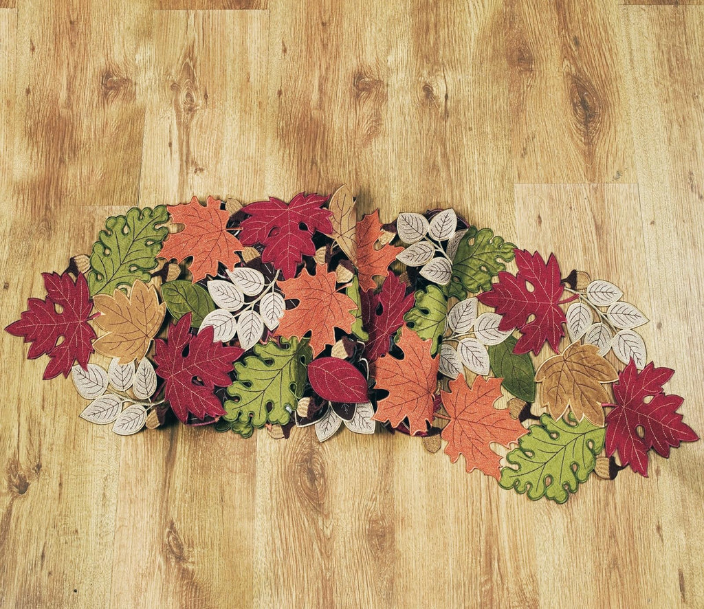 Fall Table Runner 54inches Long, Thanksgiving Harvest Cutwork Embroidered Table Runner 13in x 54in, Autumn Maple