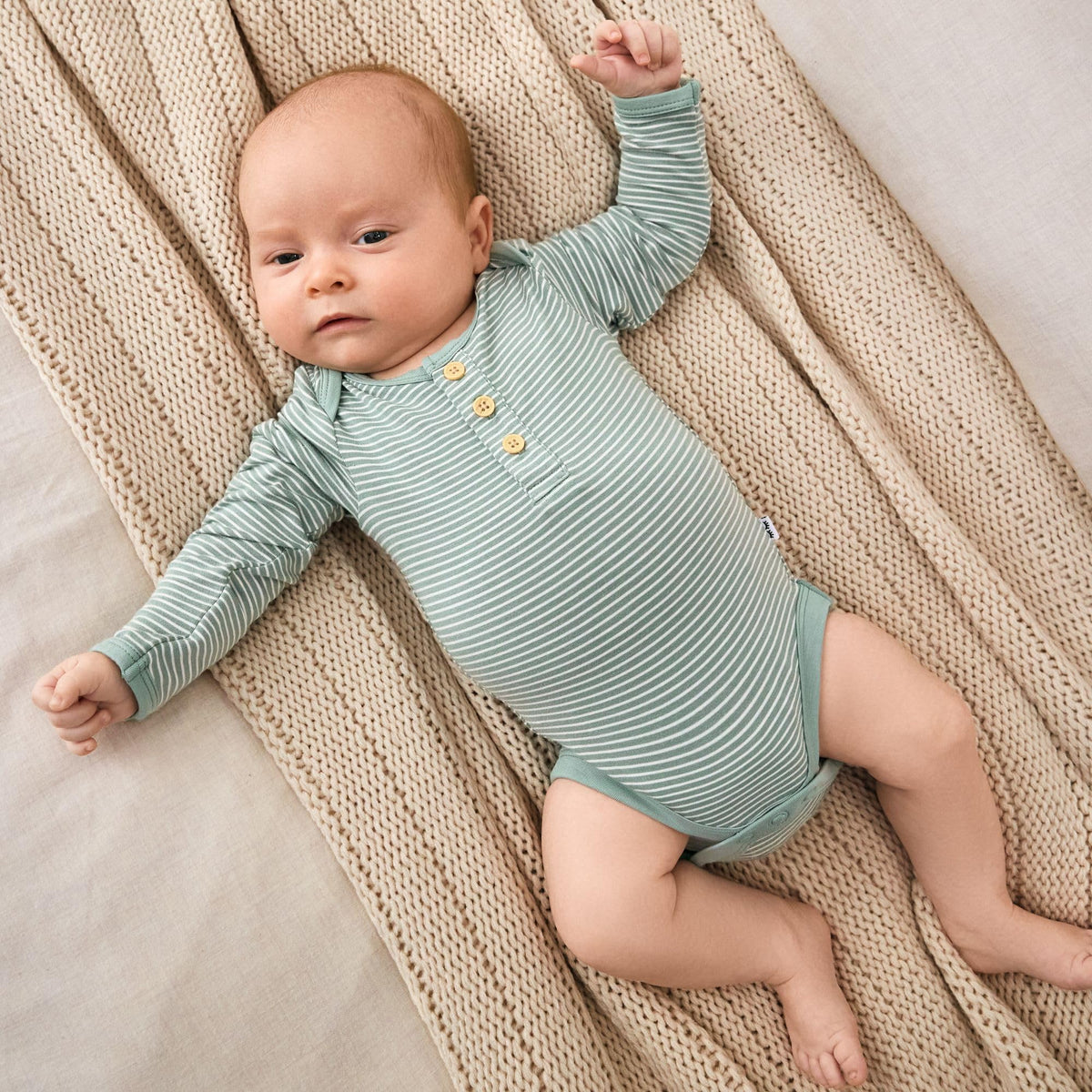 Newborn Henley Bodysuit, Soft Viscose from Bamboo Long Sleeve Bodysuit for Baby Boys & Girls, Baby Clothes, Willow