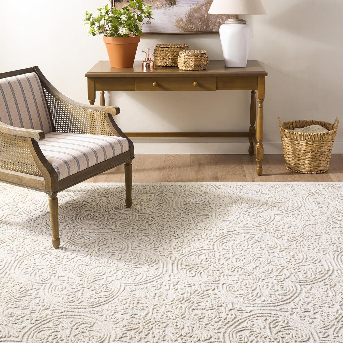 X Area Rug Collection, Ivory, Handmade Wool, Ideal, Dining Space (MSR3511C)