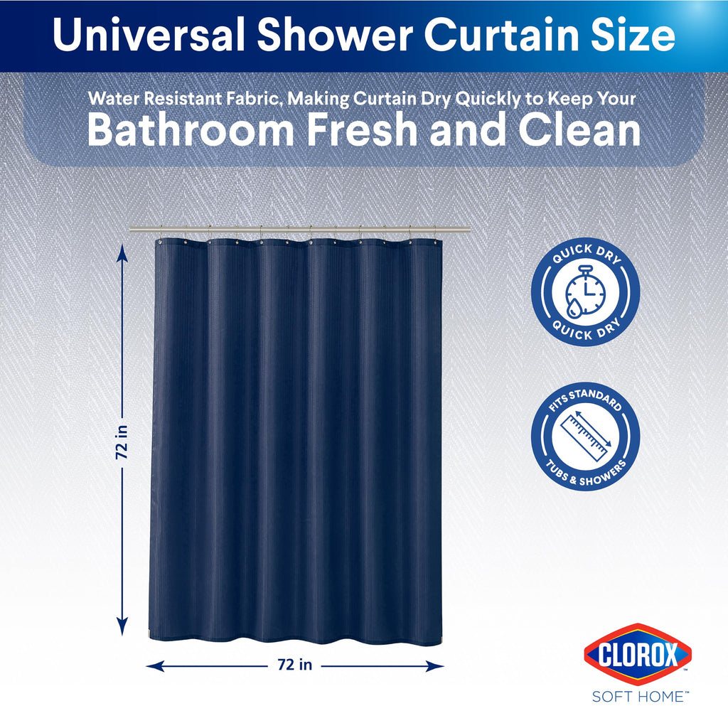 2-in-1 Bathroom Shower Curtain Liner, Durable Fabric, Weighted Magnets for Bath Water Control, Washable Premium
