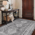Non Slip Area Rug, Vintage Washable Rug Grey