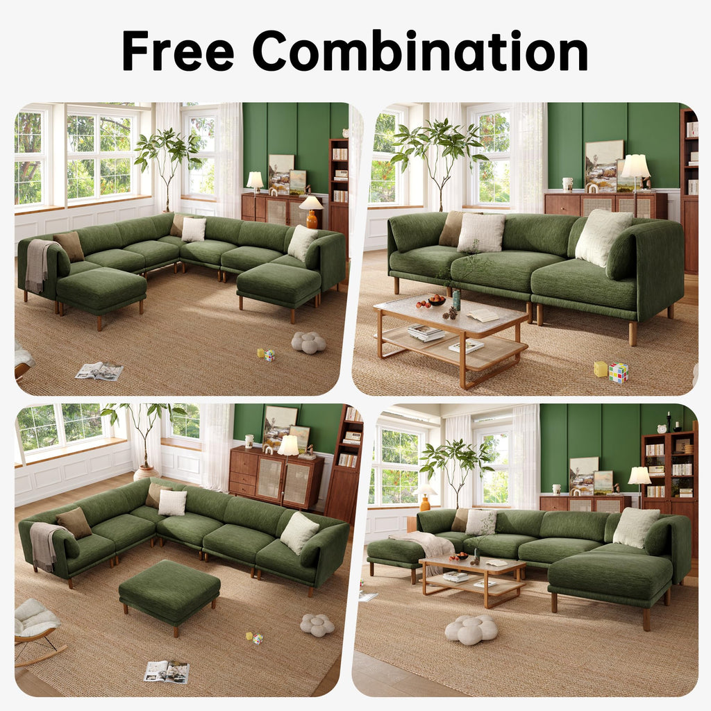 Cloud Sectional Couches, Modular Sectional Sofa, Green