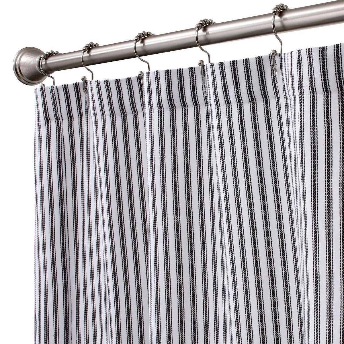 Black and White Ticking Stripe Woven Cotton Extra Long 72 Inches W x 84 Inches L