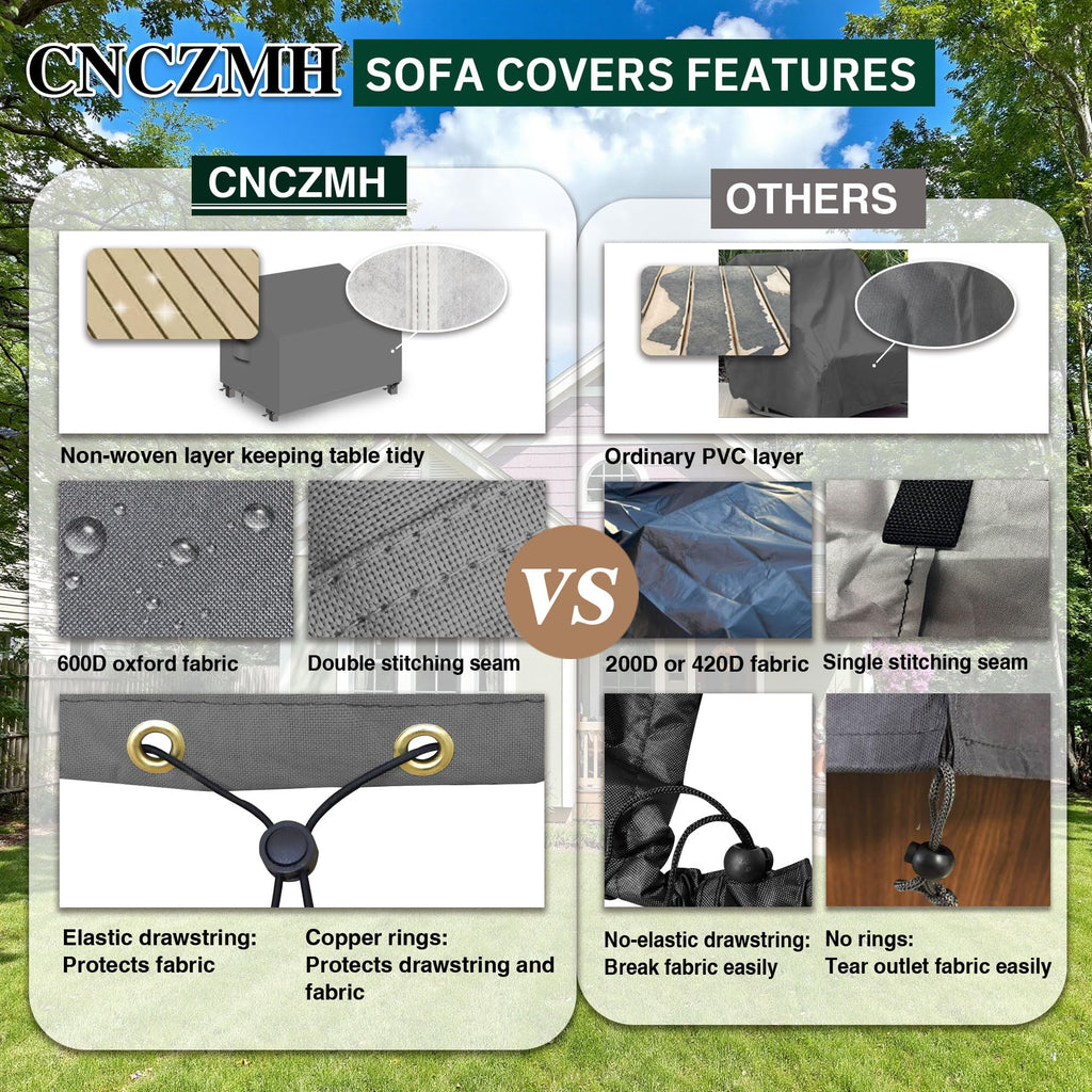 Waterproof 2-Seater Outdoor Patio Sofa Cover 54Wx38Dx24H/35H