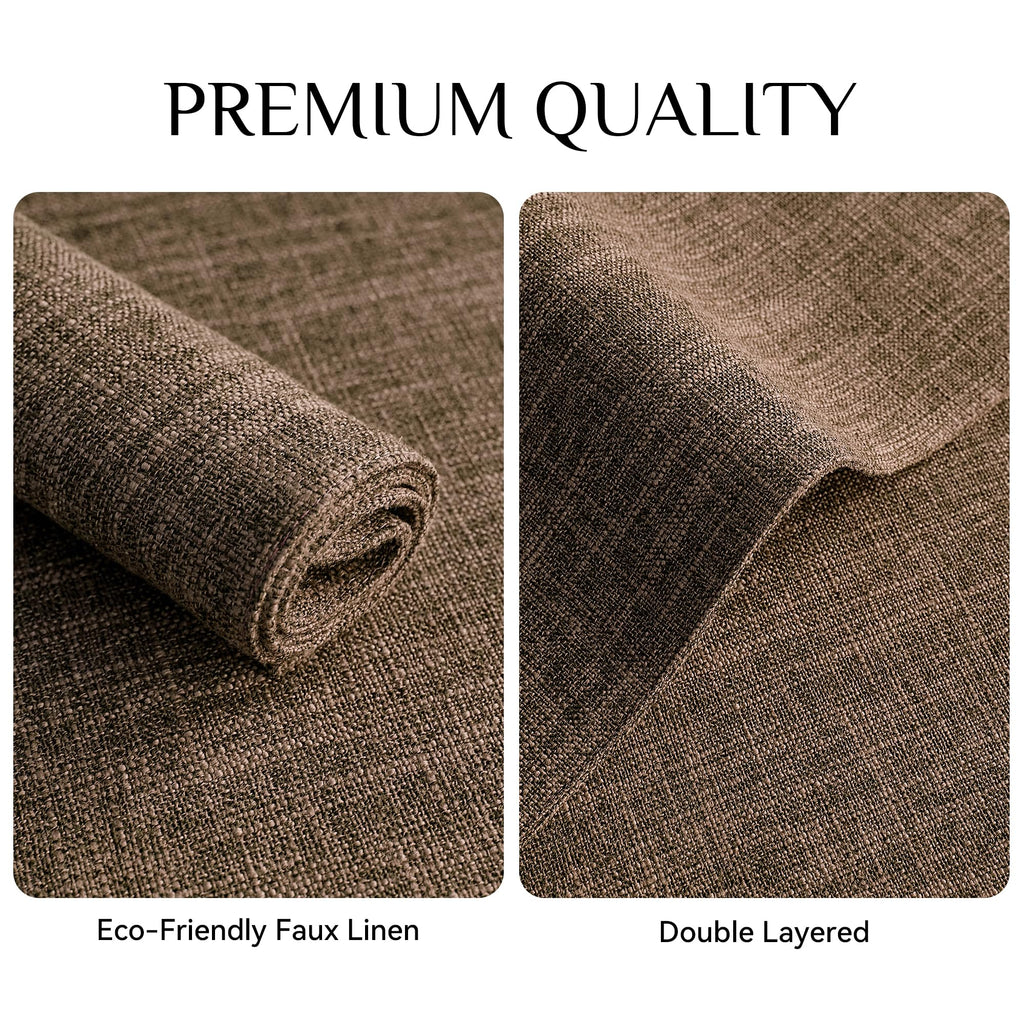 Faux Linen Cloth Placemats Set of 4-12 x 18 Inch, Brown