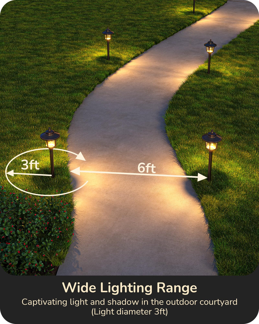 Low Voltage Landscape Lighting, LED Pathway Lights Glass 6 Pack