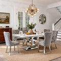 Faux Marble Dining Table Set for 6, Modern Kitchen Table Chairs Set of 6