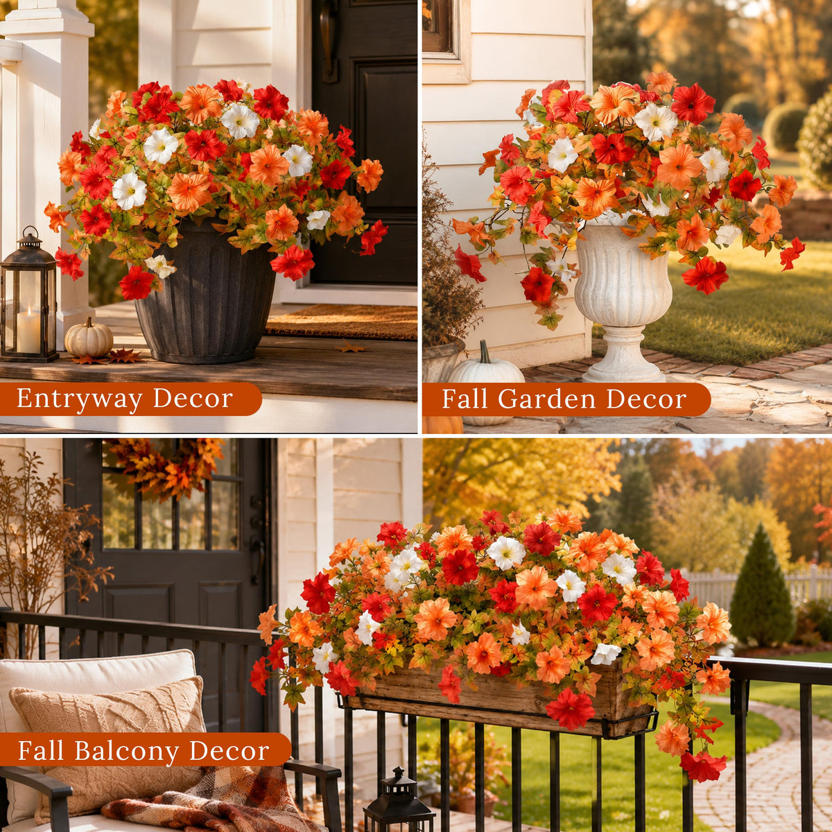 2Pcs Artificial Fall Hanging Flowers for Basket Outdoors