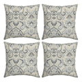 Outdoor Toss Pillow, 4-Pack, 16x16, Neutral Damask