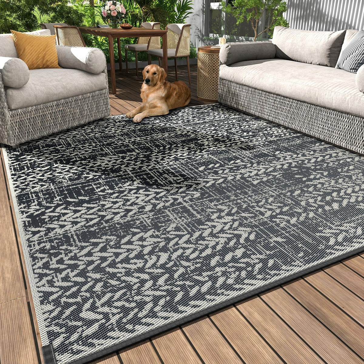 Outdoor Rug Waterproof-Patio Rug Mat Outdoor RV Camping Picnic Beach Mat Plastic Straw Rugs Outside Outdoor Area