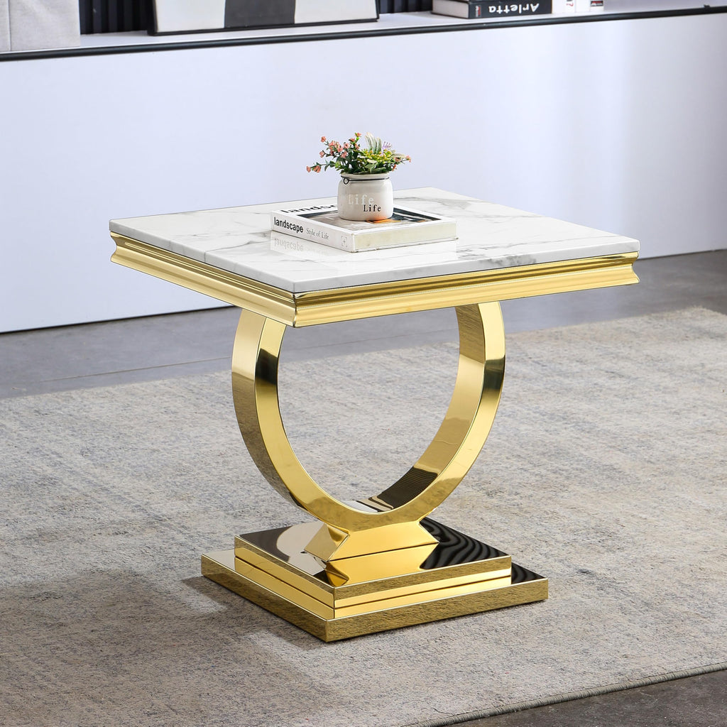 Modern 3 Piece Living Room Table Set, Includes 1 Coffee Table & 2 End Tables, Luxury Faux Marble Coffee End Table Set