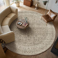 Washable Round Rugs for Bedroom: Circle Living Room Rug Vintage Non Slip Low Pile Soft Faux Wool Non Shedding