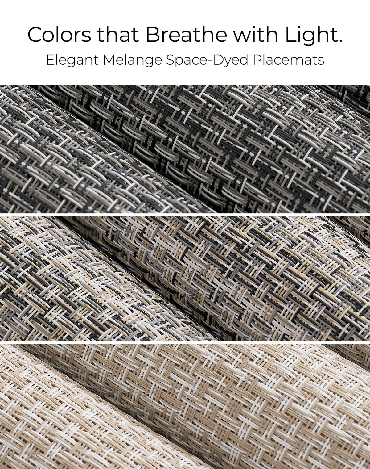 Woven Vinyl Placemats Set of 24, Beige Gray