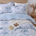 Blue Floral 100% Cotton Duvet Cover, Farmhouse Comforter Cover