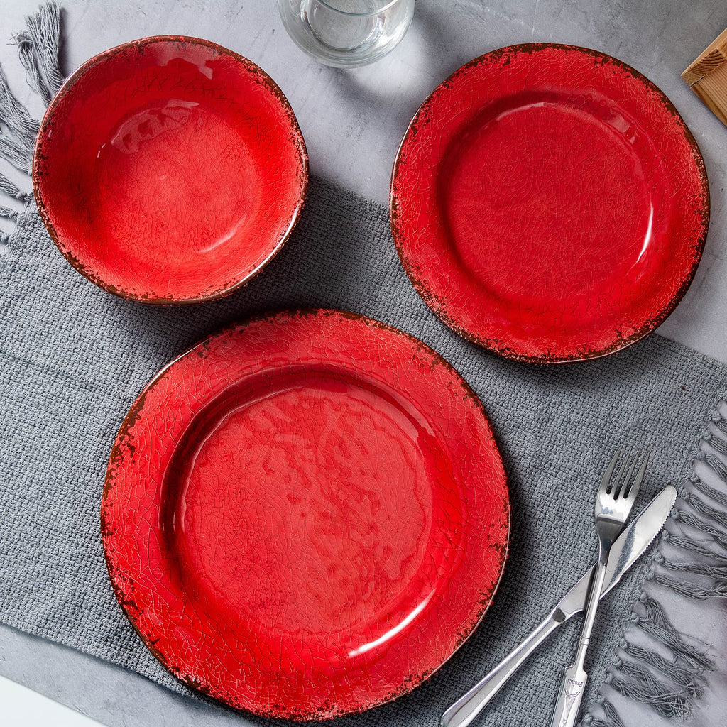 Melamine Dinnerware Sets for 4, 12Pcs Farmhouse Plates and bowls Set