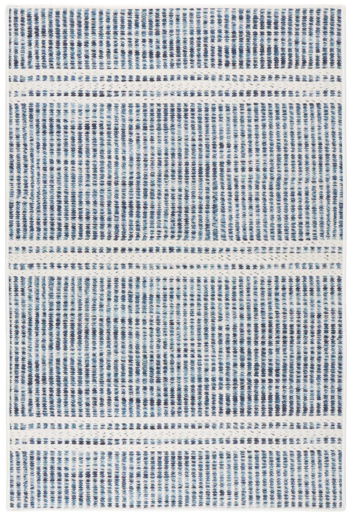 Malta Blue Striped Printed Washable Runner Rug, 2'6"x8'