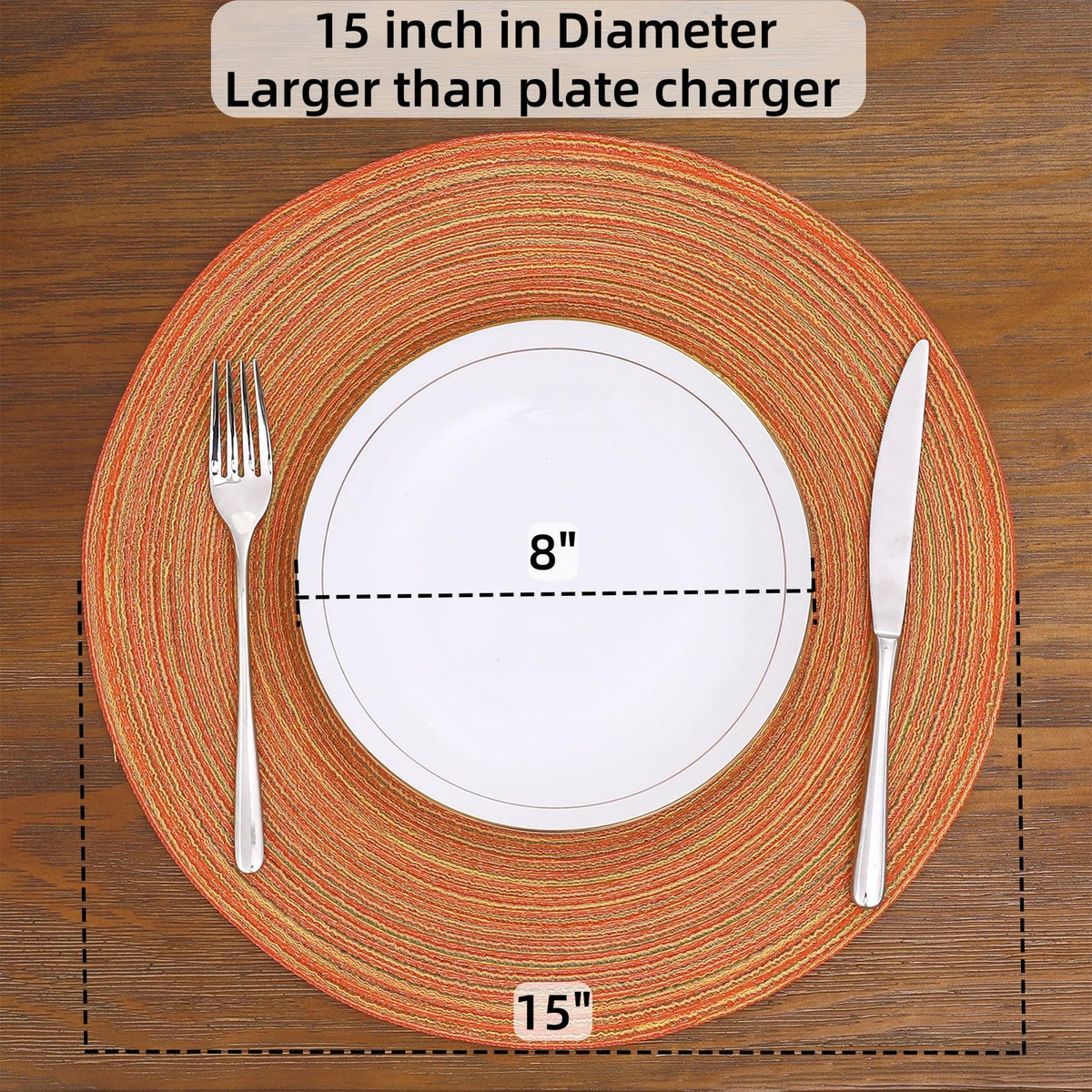Round Braided Fall Placemats Set of 6 Thanksgiving Place Mats