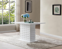 Inspired Saarinen Style Caballo Wood Pedestal Wave Design Modern Rectangular Kitchen Dining Room Table, White