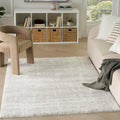 Modern Shag Area Rug in Ivory and Grey, Easy Clean and Non-Shedding