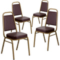 Hercules Vinyl Banquet Chair, Brown, 4-Pack