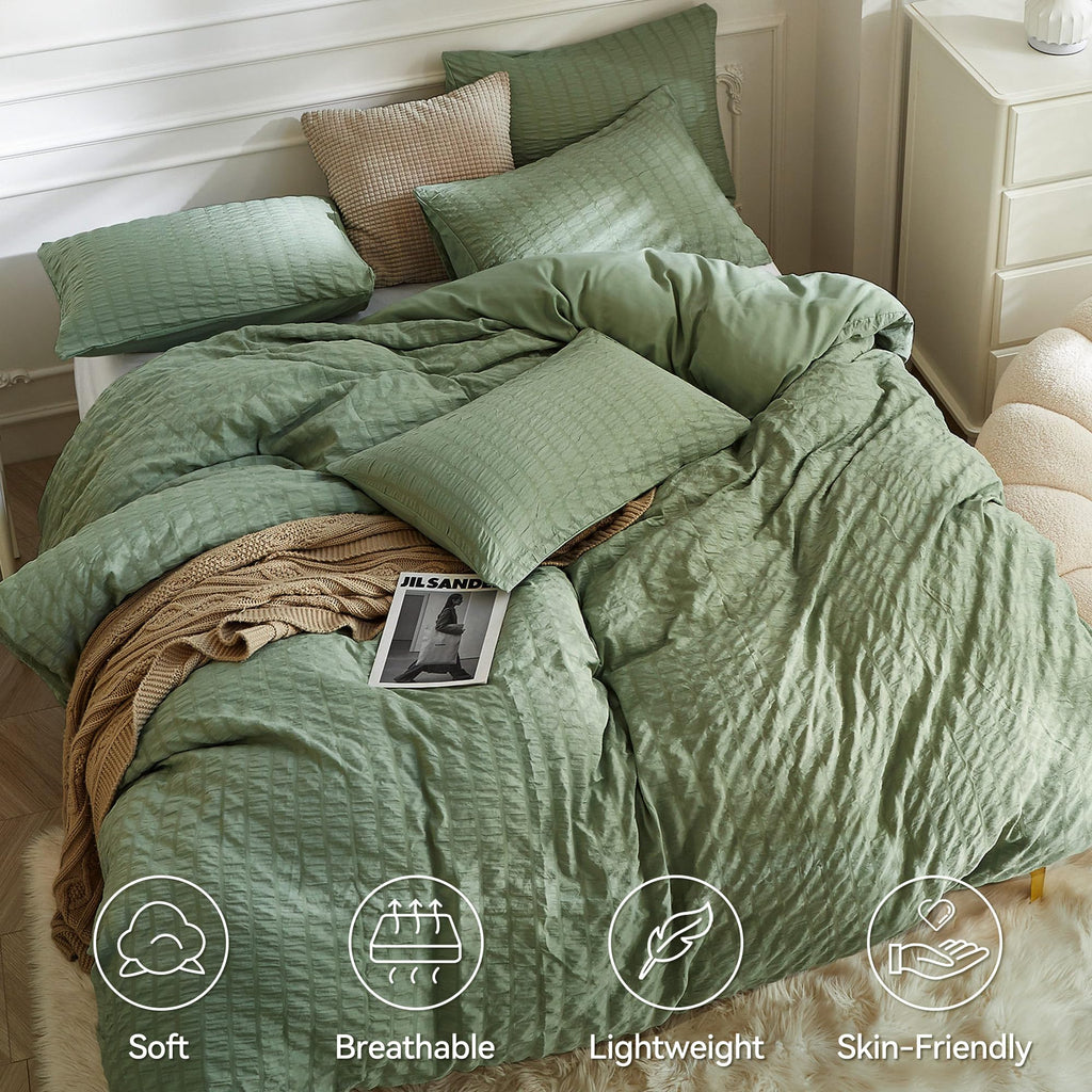 Seersucker Duvet Cover Full Set