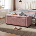 49" Velvet Ottoman with Storage, Upholstered End of Bed Storage Bench, Large Ottoman Foot Rest , Pink