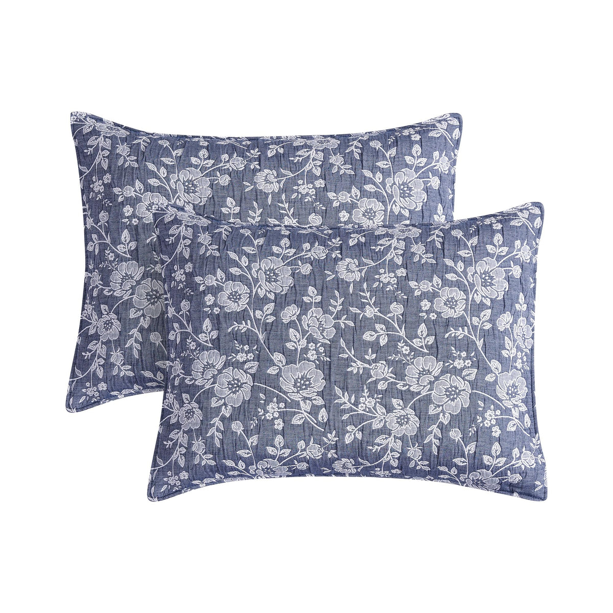 Resort Marguerite Floral Navy 3-Piece Soft Matelasse Jacquard Quilt Set