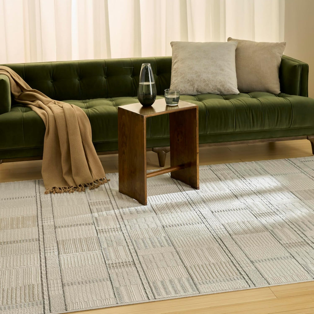Home Nordic Ivory Grey Area Rug - Easy Clean, Non Shedding, Bed Room, Living Room, Dining Room, Kitchen