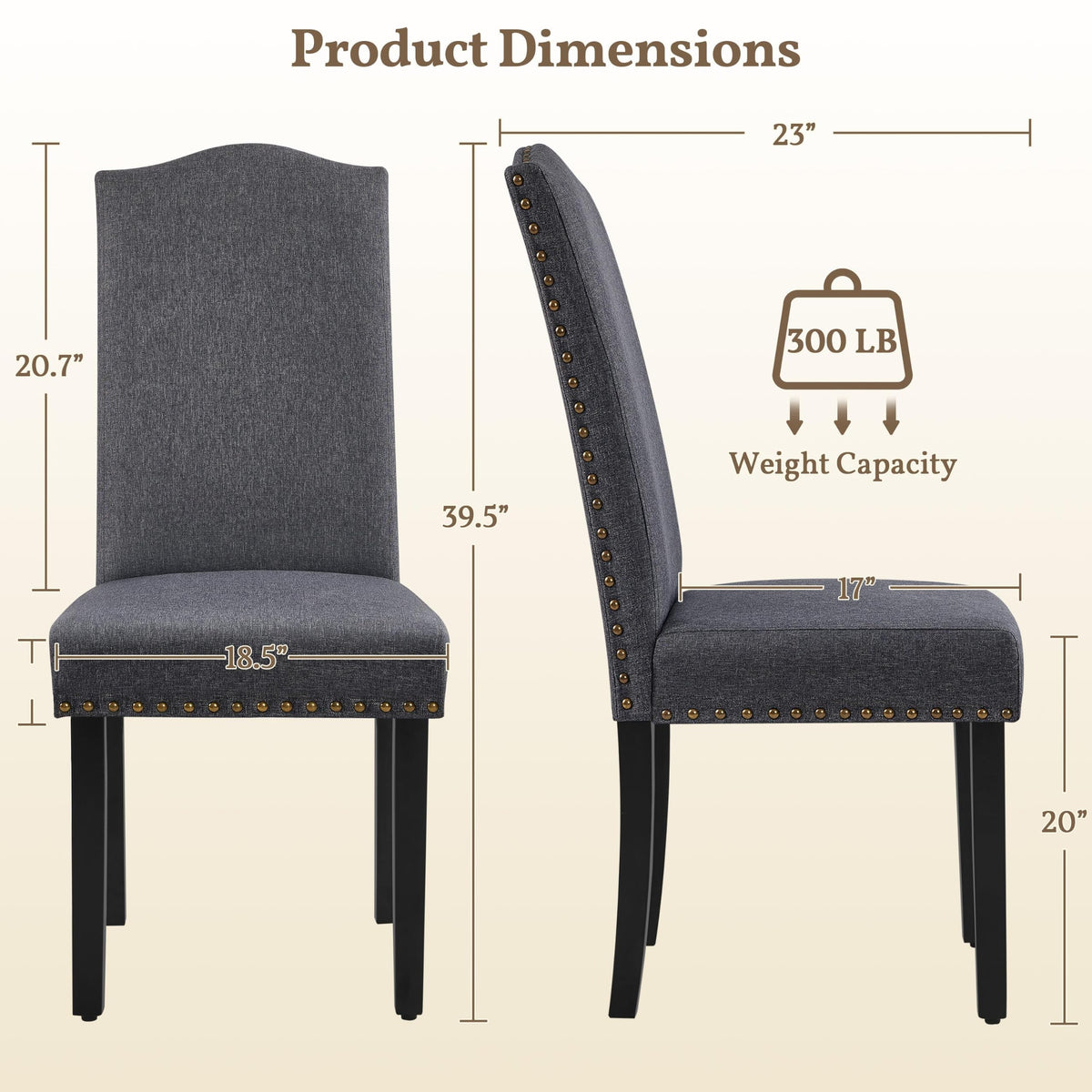 Set of 4 High Back Parson Chairs Dark Gray